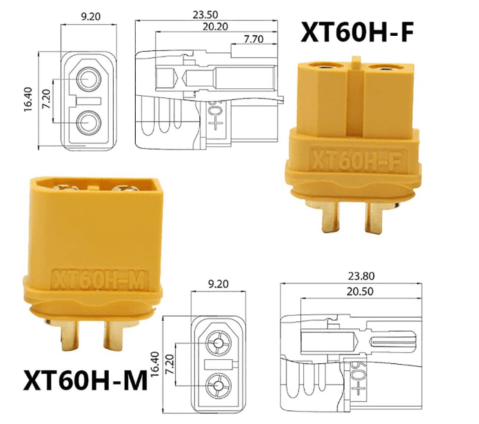 Amass Black XT60 XT60H Connectors male